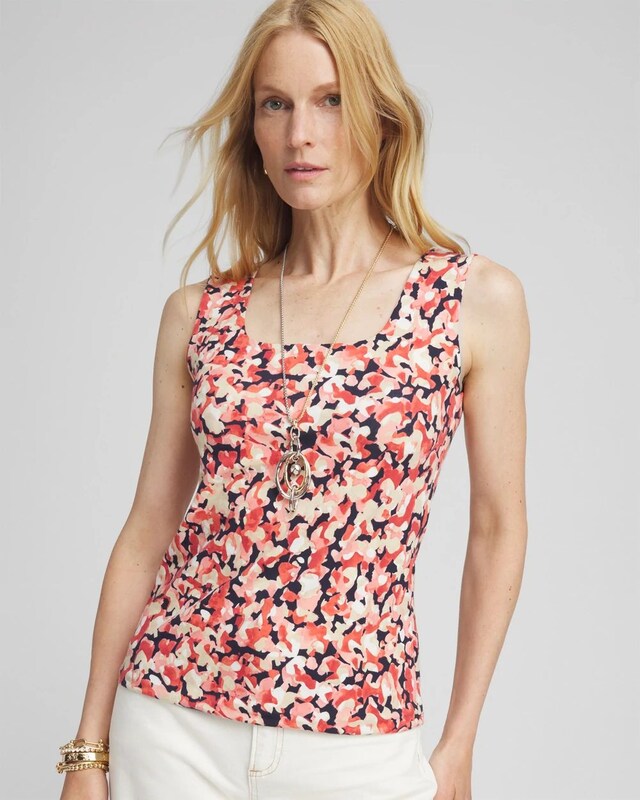 Contour Cotton Abstract Square Neck Tank